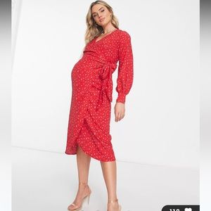 Glamorous Maternity Long Sleeve Wrap Dress Size US4